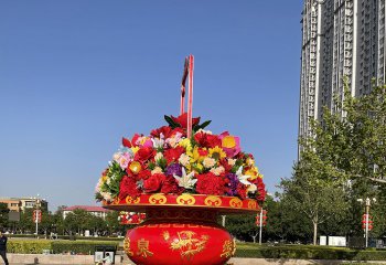 花籃雕塑-天安門廣場門口玻璃鋼彩繪大花籃雕塑