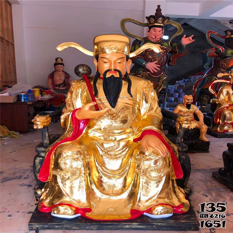 馬王爺雕塑-寺廟供奉神佛不銹鋼仿銅馬王爺雕塑高清圖片