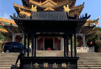 香爐雕塑-景區(qū)寺廟大型不銹鋼仿銅香火香爐雕塑