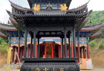 香爐雕塑-仿古寺院門前青銅寶蓋燒香祈福香爐