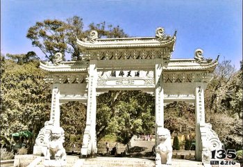 牌坊雕塑-大理石芝麻白寺廟山門石雕牌坊