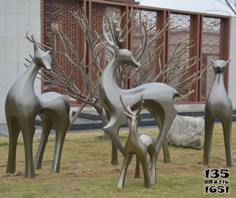 鹿雕塑-公園景區不銹鋼仿銅抽象藝術鹿雕塑