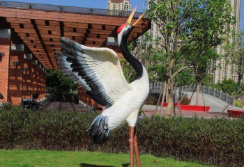 丹頂鶴雕塑-玻璃鋼彩繪創意公園景區丹頂鶴雕塑