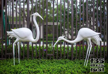 丹頂鶴雕塑-戶(hù)外公園創(chuàng)意玻璃鋼兩只丹頂鶴雕塑