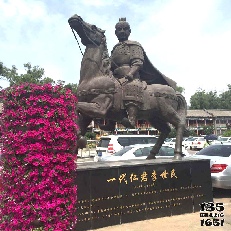 李世民雕塑-公園廣場(chǎng)明君李世民騎馬景觀青銅雕塑高清圖片