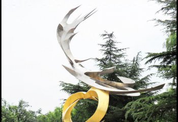 鳳凰雕塑-公園創(chuàng)意不銹鋼抽象鳳凰雕塑