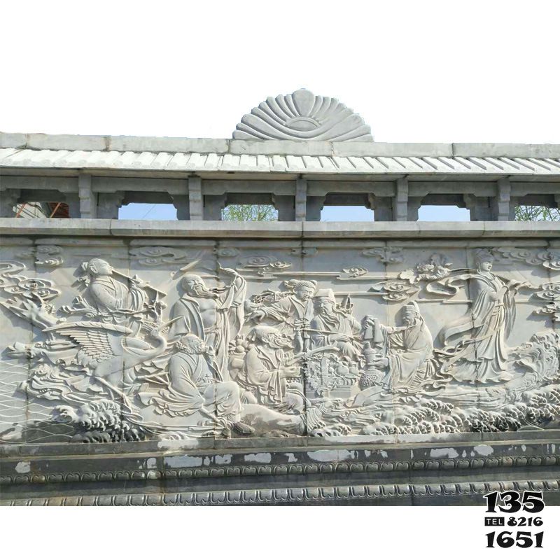 八仙雕塑-寺廟浮雕墻畫(huà)八仙過(guò)海戶(hù)外園林景觀八仙雕塑高清圖片