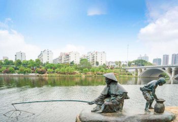 打漁雕塑-鑄造漁翁釣魚(yú)公園景觀(guān)青銅雕塑