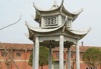 涼亭雕塑-學(xué)院操場擺放休閑仿古建雙層鏤空涼亭雕塑