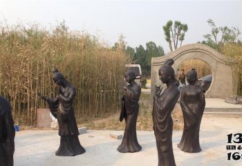 女孩雕塑-公園景區古代人物銅雕女孩雕塑