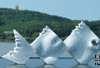 魚雕塑-海邊兩只抽象創(chuàng)意不銹鋼魚雕塑