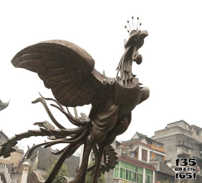 鳳凰雕塑-景區(qū)不銹鋼飛翔的鳳凰雕塑高清圖片