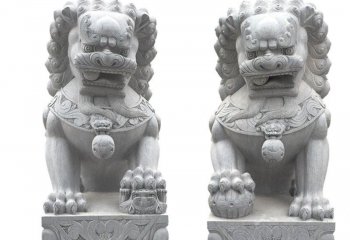 獅子雕塑-家用祠堂一對大理石石雕獅子雕塑