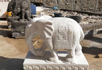 大象雕塑-大理石石雕庭院寺廟擺件大象雕塑