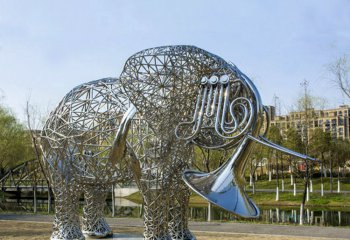 大象雕塑-公園不銹鋼鏤空創意戶外大型大象雕塑