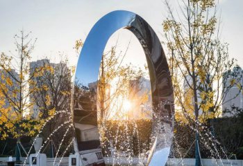 噴泉雕塑-公園不銹鋼圓環(huán)水景噴泉景觀雕塑