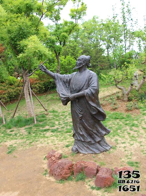 吳道子雕塑-公園廣場(chǎng)中國(guó)歷史名人唐代著名繪畫大師吳道子銅雕塑高清圖片