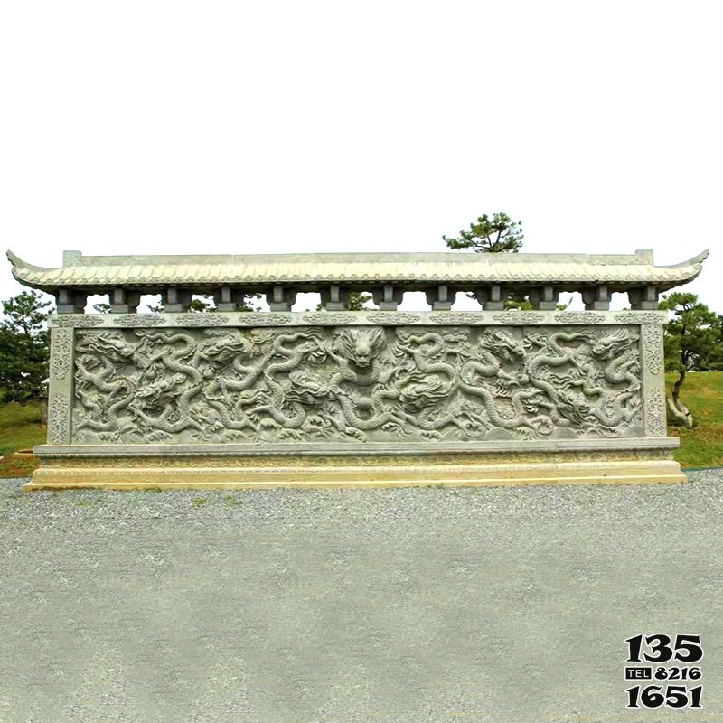 九龍壁雕塑-公園廣場(chǎng)大型石雕影壁墻九龍壁雕塑高清圖片