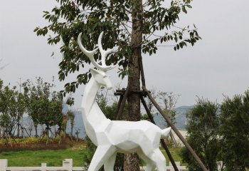 梅花鹿雕塑-公園景區(qū)大型動(dòng)物景觀(guān)回頭望的梅花鹿雕塑