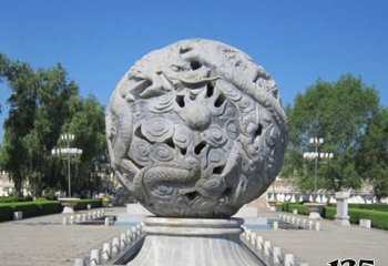 噴泉雕塑-公園景觀(guān)龍浮雕球噴泉石雕