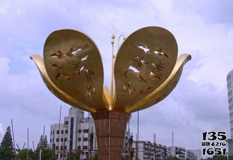 花朵雕塑-城市不銹鋼大型紫荊花景觀花朵雕塑