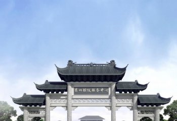 牌坊雕塑-殯儀館五門(mén)景觀青瓦斗拱牌樓坊