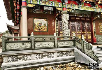 欄桿欄板雕塑-寺院大殿臺(tái)階青石古建筑雕刻防護(hù)欄桿欄板雕塑