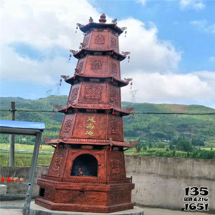 佛塔雕塑-寺廟景區戶外擺放鑄銅多層浮雕佛塔雕塑