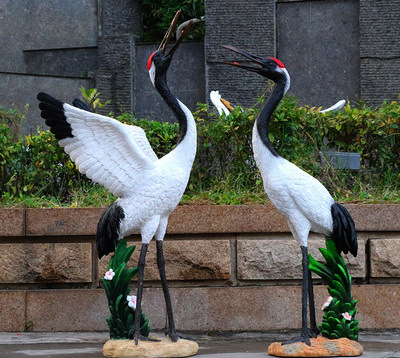 鶴雕塑-公園廣場大型仿真動(dòng)物景觀鶴雕塑高清圖片