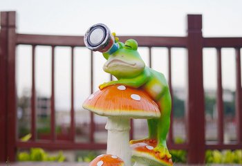 蘑菇雕塑-太陽能燈卡通青蛙蘑菇擺件模型幼兒園林動物照明蘑菇雕塑