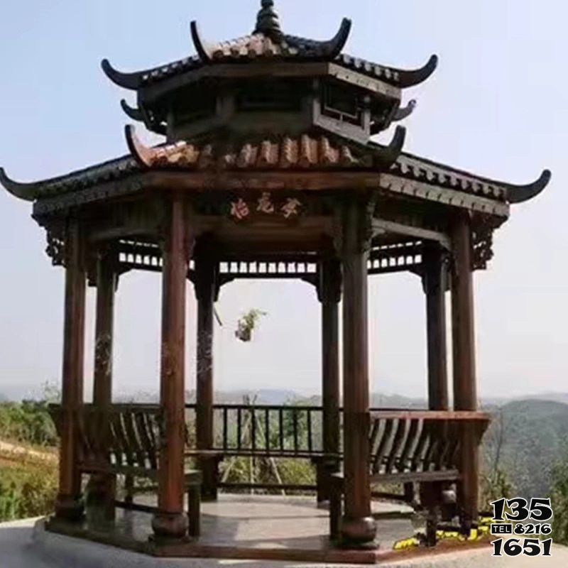 涼亭雕塑-戶(hù)外公園景區(qū)創(chuàng)意不銹鋼仿銅乘涼休息涼亭雕塑高清圖片