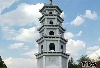 佛塔雕塑-大理石多層寶塔寺院景觀-石雕