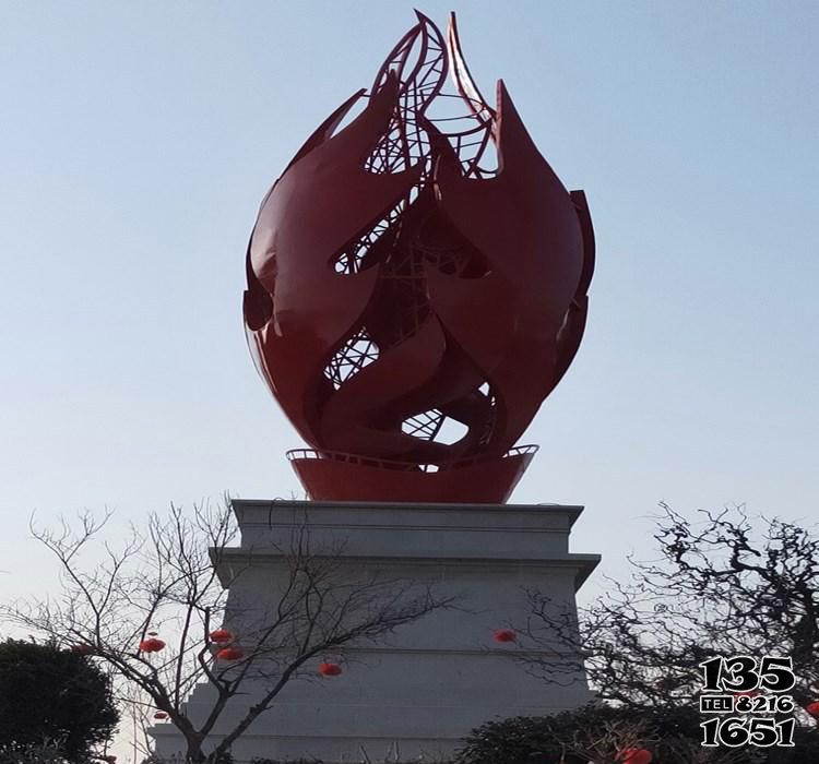 火苗雕塑-公園酒店廣場(chǎng)球形不銹鋼火苗雕塑高清圖片