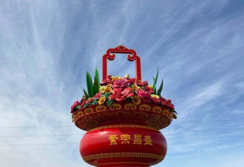 花籃雕塑-定制玻璃鋼大型花籃雕塑戶(hù)外天安門(mén)廣場(chǎng)公園花籃雕塑