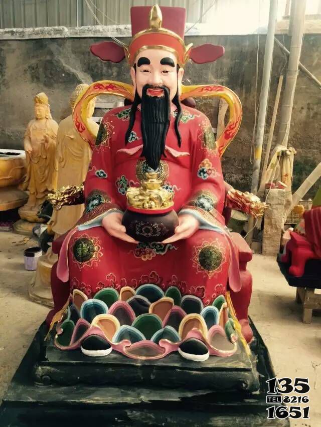 財神雕塑-景區寺廟大型供奉神佛玻璃鋼彩繪菩薩財神雕塑