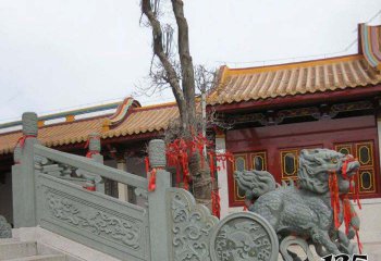 欄桿欄板雕塑-寺院臺(tái)階樓梯扶手青石仿古欄桿雕塑