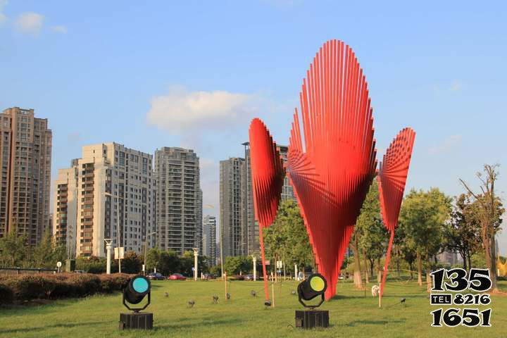 景觀雕塑-公園創(chuàng)意不銹鋼抽象紅色景觀雕塑高清圖片