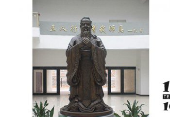 孔子雕塑-孔子學(xué)校室內(nèi)擺放古代名師玻璃鋼仿銅雕