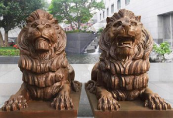 獅子雕塑-大型仿真動(dòng)物戶(hù)外園林景觀玻璃鋼獅子雕塑