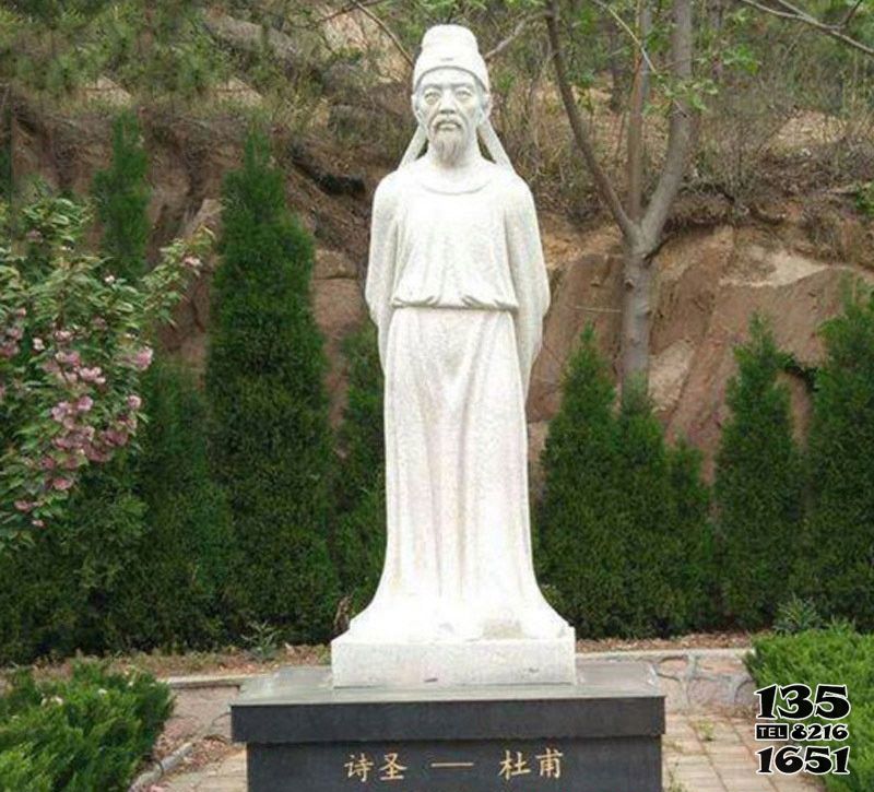 杜甫雕塑-大理石校園古代詩(shī)人杜甫雕像高清圖片