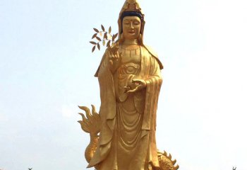 觀(guān)音雕塑-不銹鋼噴金烤漆大型景觀(guān)觀(guān)音雕塑