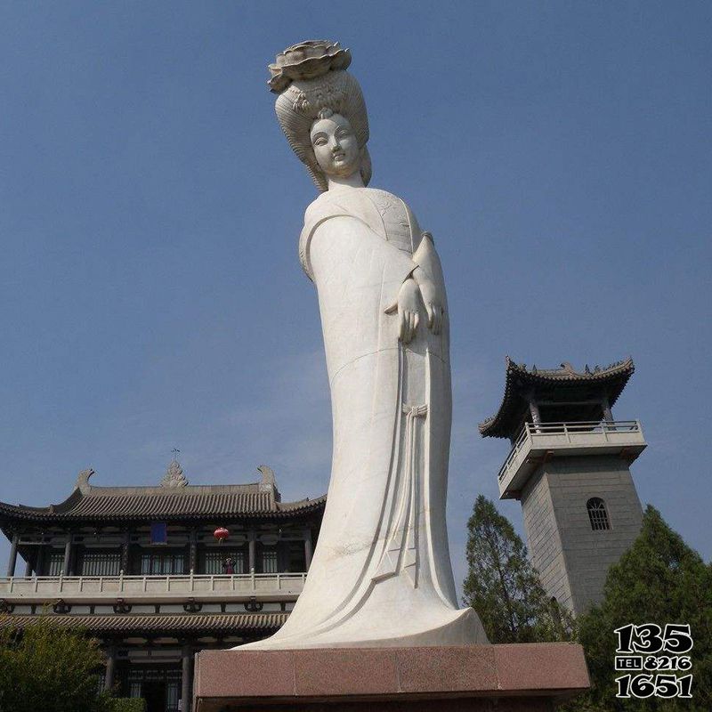 貴妃雕塑--影視基地唐朝著名美女楊玉環(huán)景區(qū)人物景觀(guān)漢白玉石雕貴妃雕塑高清圖片