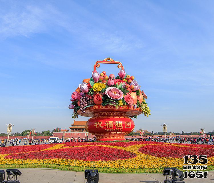 花籃雕塑-廣場(chǎng)玻璃鋼定制戶外花籃雕塑高清圖片