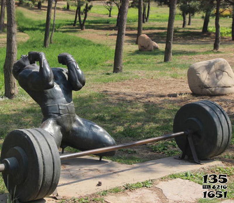 舉重雕塑-廣場公園舉重運(yùn)動(dòng)員玻璃鋼仿銅雕塑高清圖片