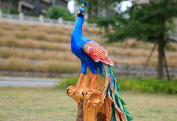 孔雀雕塑-公園街道擺放的玻璃鋼彩繪孔雀雕塑