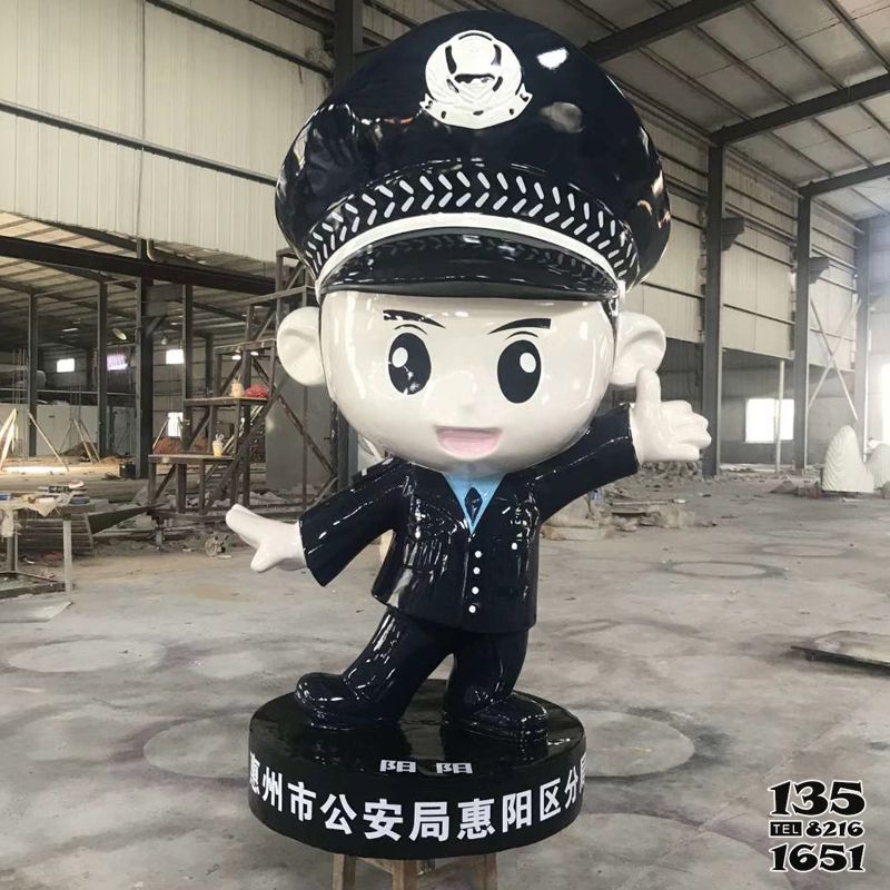 警察雕塑-玻璃鋼卡通可愛(ài)的警察雕塑