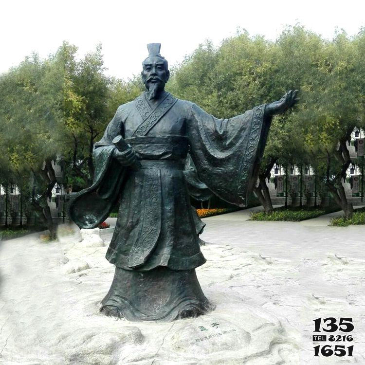 孟子雕塑-公園歷史名人戰(zhàn)國(guó)時(shí)期著名思想家孟子銅雕塑像高清圖片