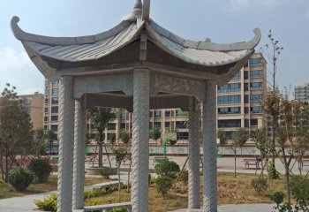 涼亭雕塑-學(xué)院操場(chǎng)休閑區(qū)擺放古建筑涼亭座椅