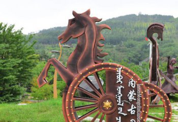 馬車雕塑-景區(qū)廣場公園抽象簡約紫銅馬車雕塑