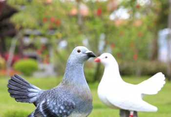 鴿子雕塑-公園草坪創意童趣仿真動物鴿子雕塑